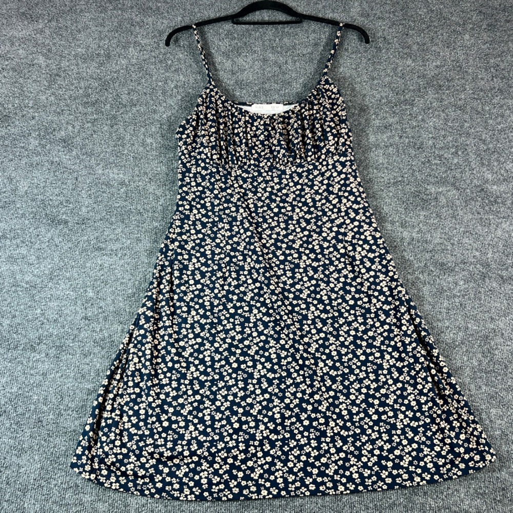 Lola‎ Grace Floral Print Midi Dress Navy Blue Pink Spaghetti Straps Women's XL